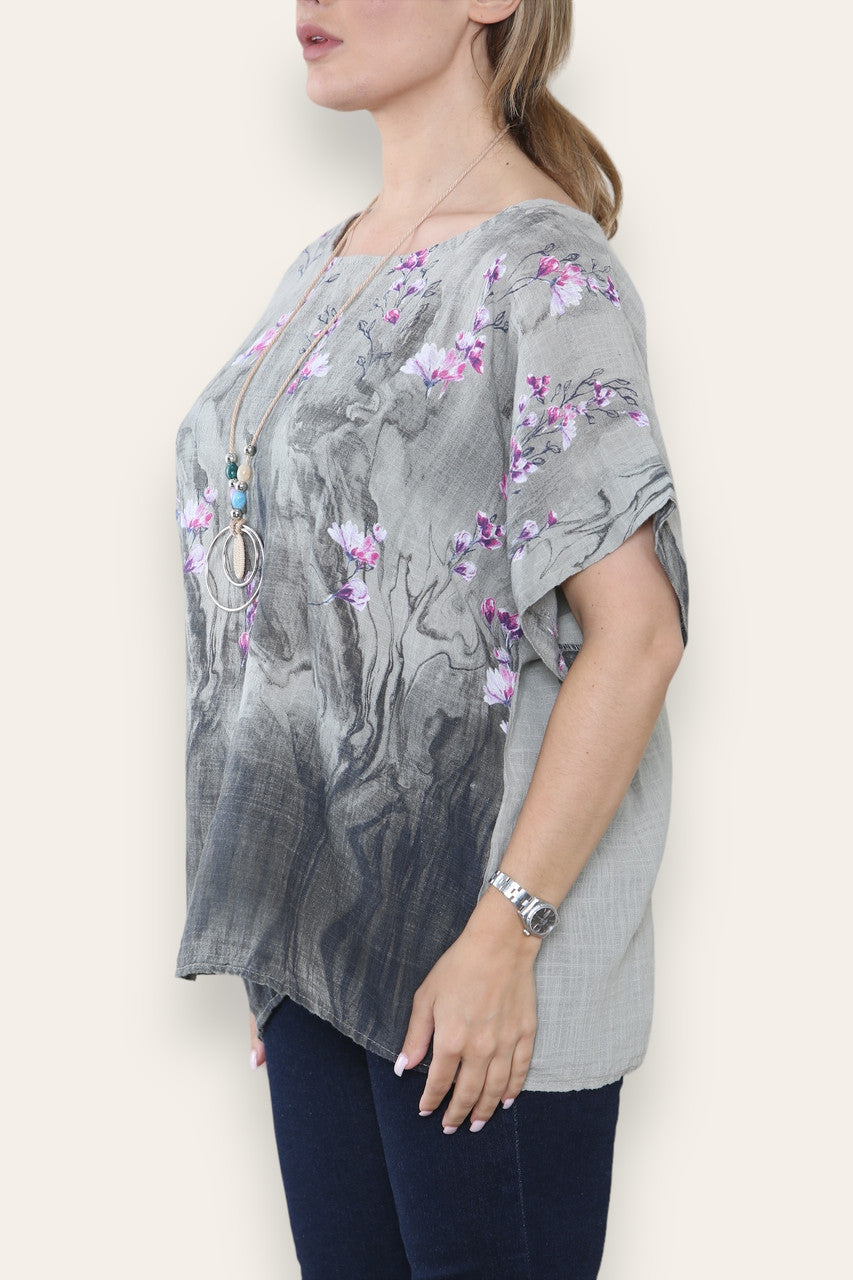 BLOSSOM BLOEMENBOORDPRINT TOP TAUPE