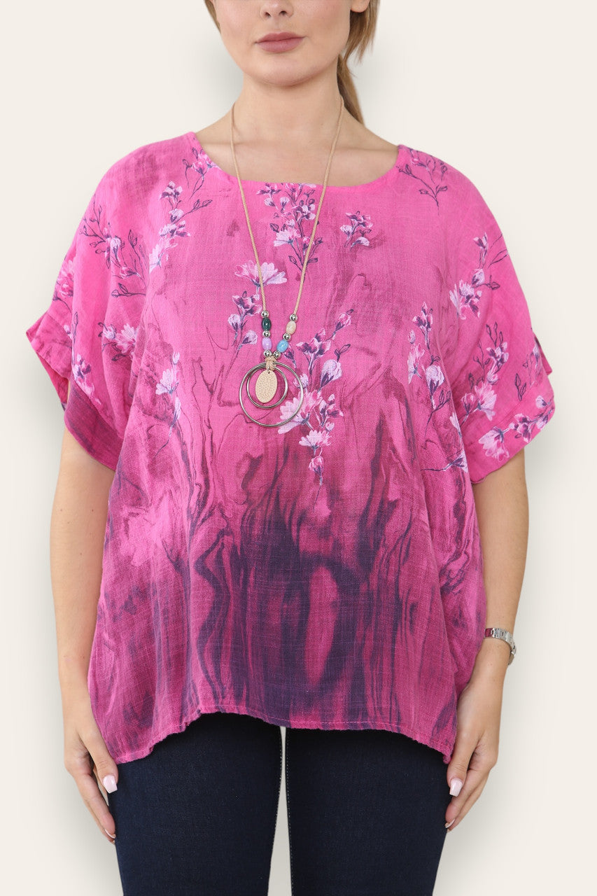 BLOESEM BLOEMENRAND PRINT TOP CERISE