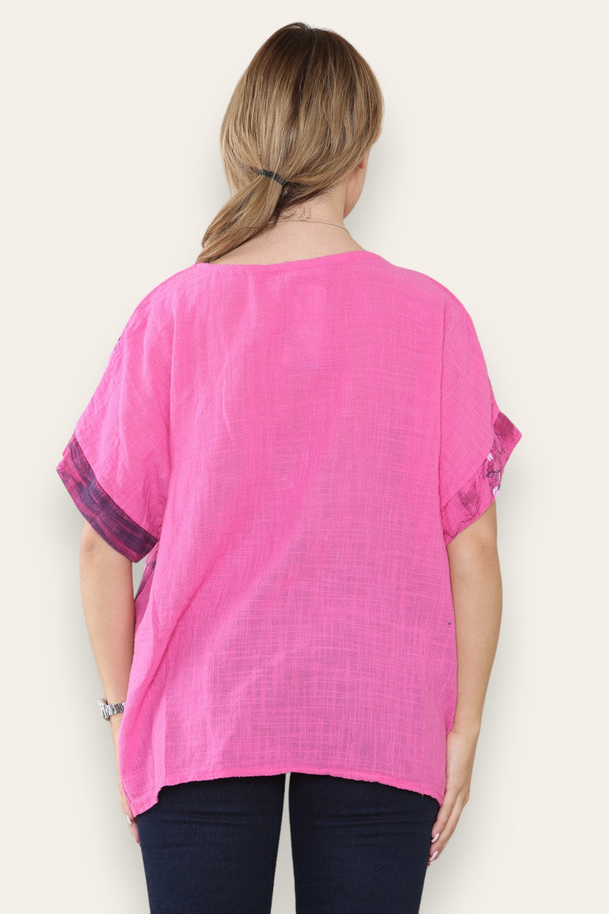 BLOESEM BLOEMENRAND PRINT TOP CERISE