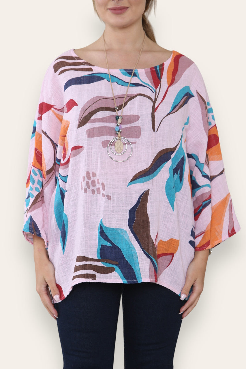 ABSTRACT BLADEREN PRINT TOP STOFROZE