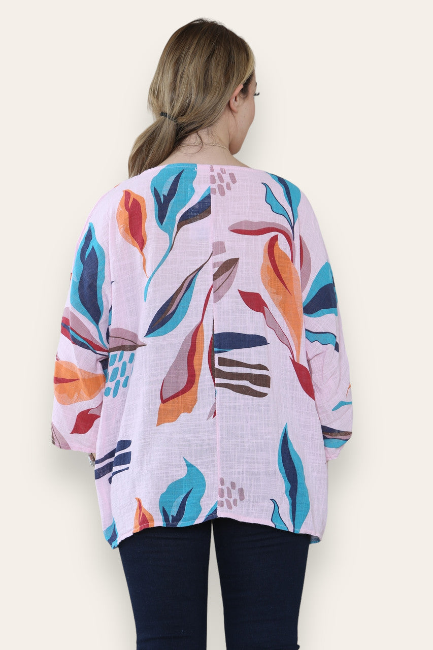 ABSTRACT BLADEREN PRINT TOP STOFROZE