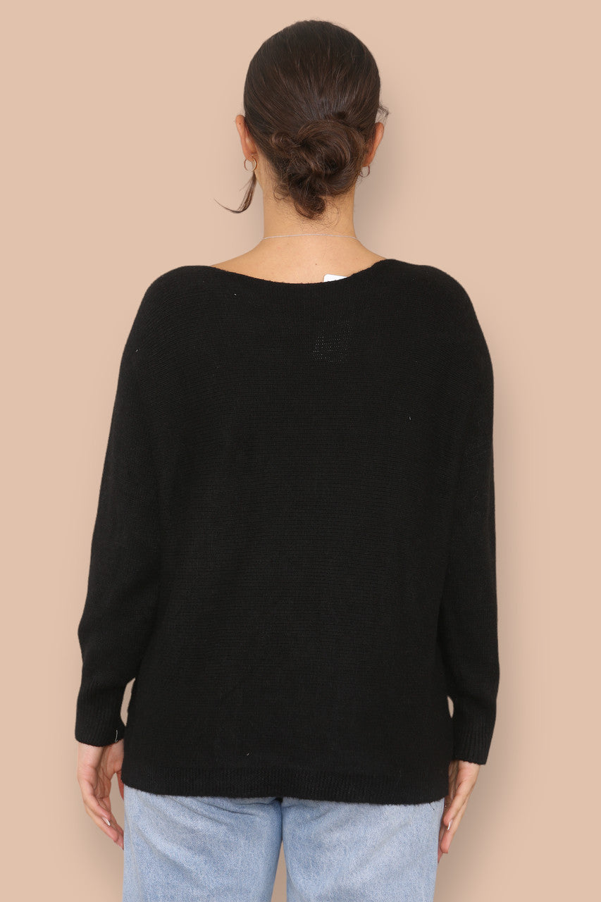 TUFTED STAR KNITTED JUMPER BLACK