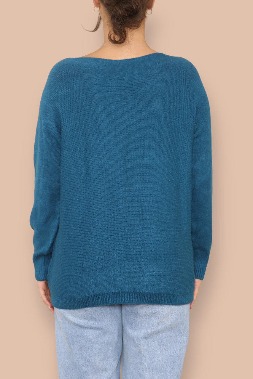 TUFTED STAR KNITTED JUMPER TEAL