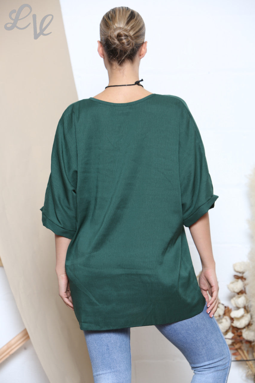 Dames Blouse Groen met Vleermuismouwen