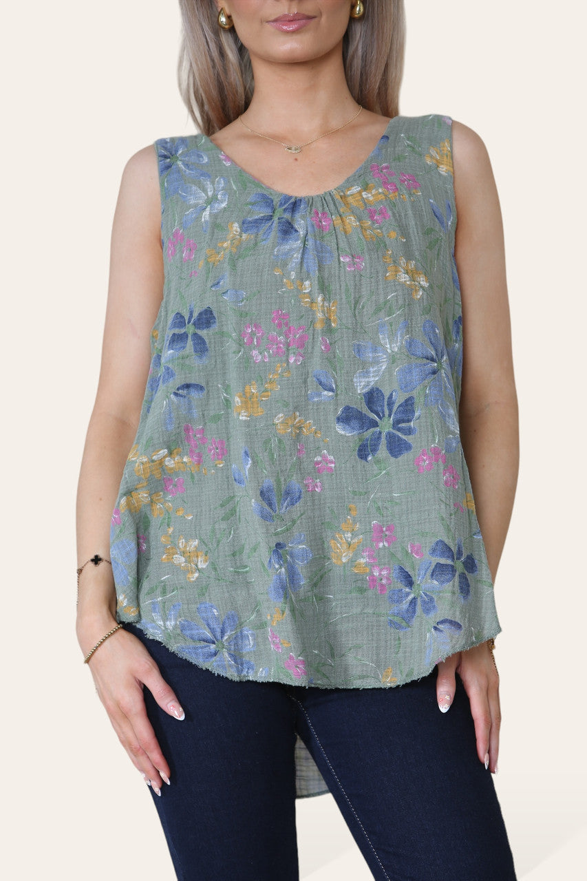 BLOEMIGE DITSY PRINT MOUWLOZE TOP CITROEN