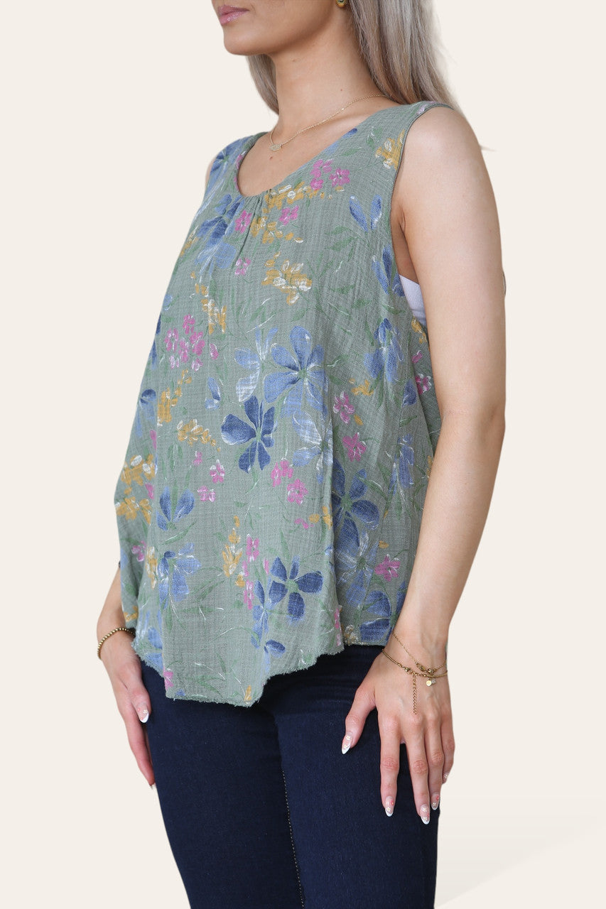 BLOEMIGE DITSY PRINT MOUWLOZE TOP CITROEN