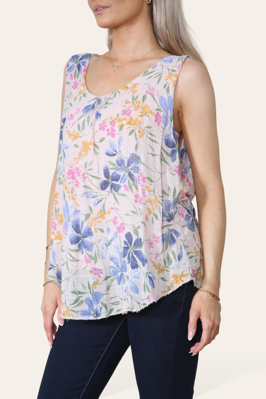 BLOEMIGE ALL-OVER PRINT MOUWLOZE TOP STOFROZE