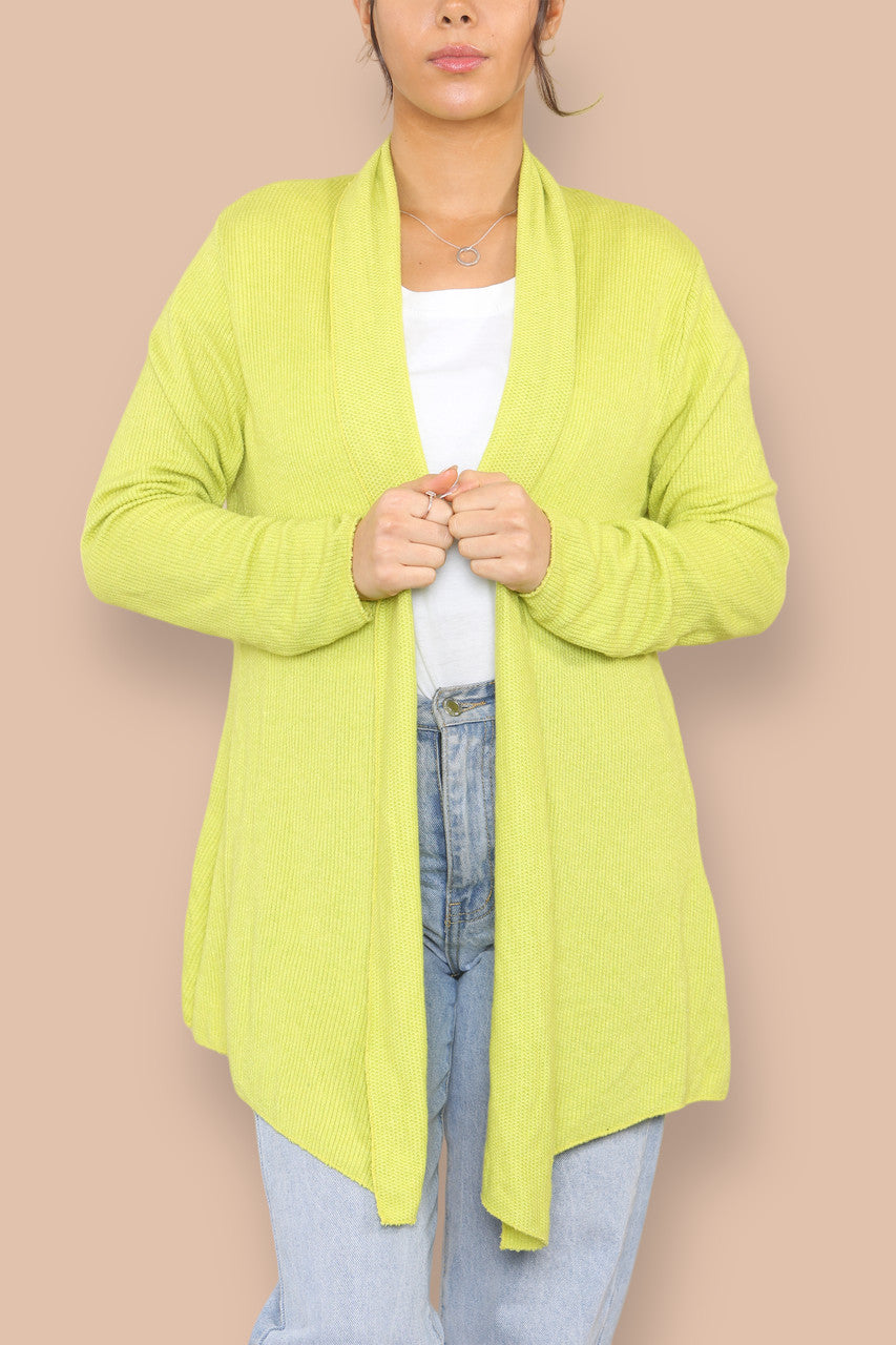 SOFT FINE KNIT CARDIGAN LIME