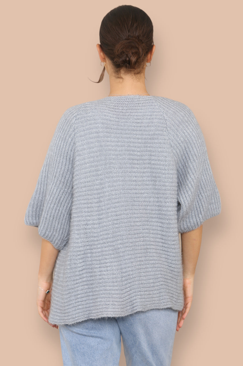 SOFT FLUFFY KNIT CARDIGAN GREY