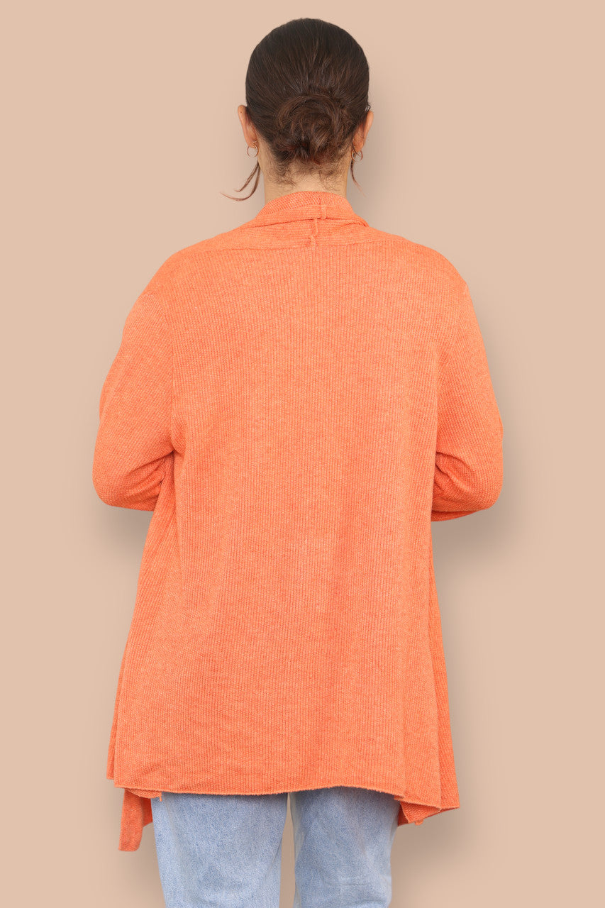 SOFT FINE KNIT CARDIGAN ORANGE