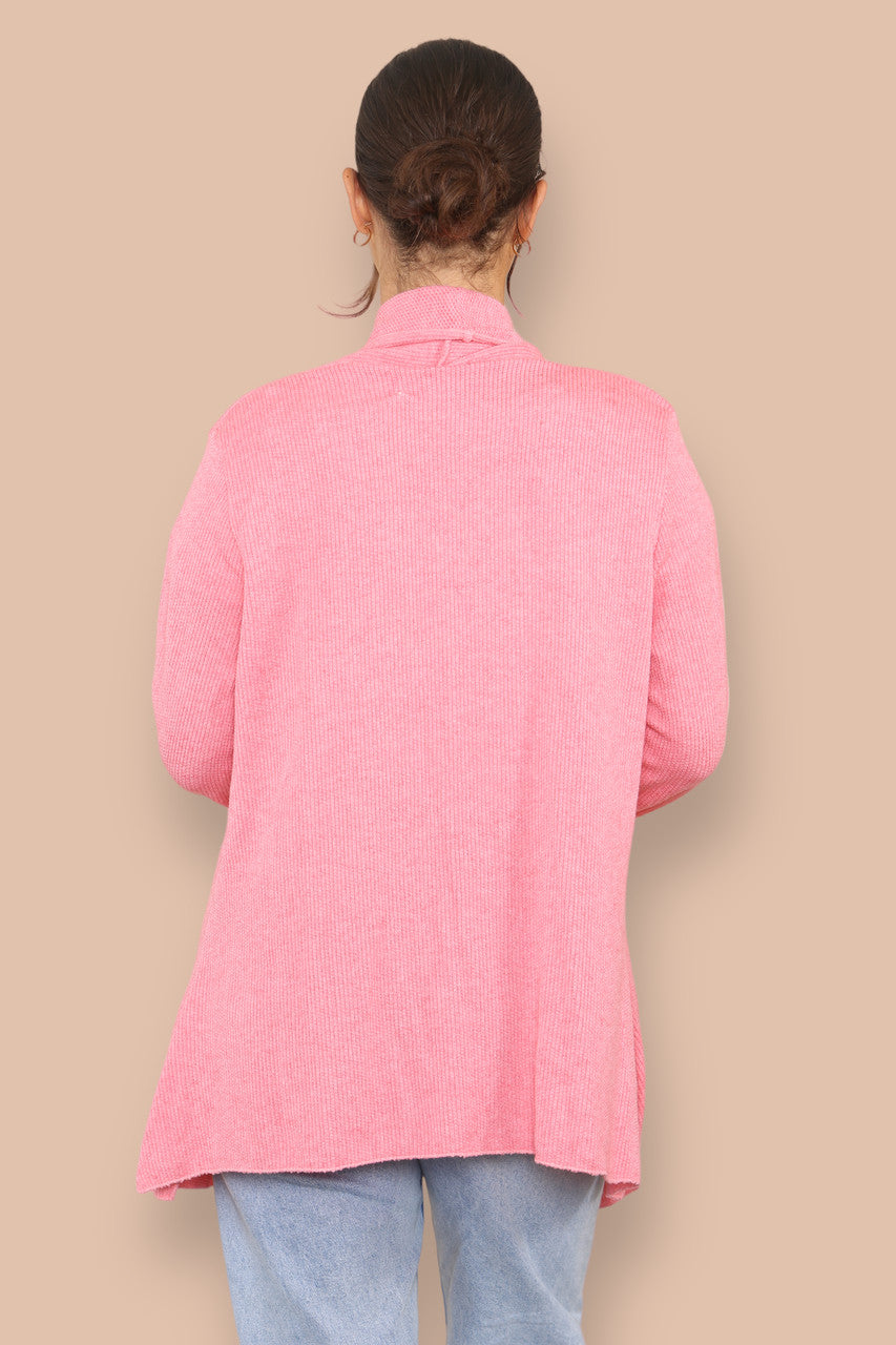 SOFT FINE KNIT CARDIGAN PINK