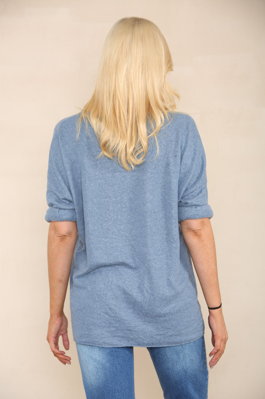 FOIL FEATHERS FINE KNIT JUMPER DENIM