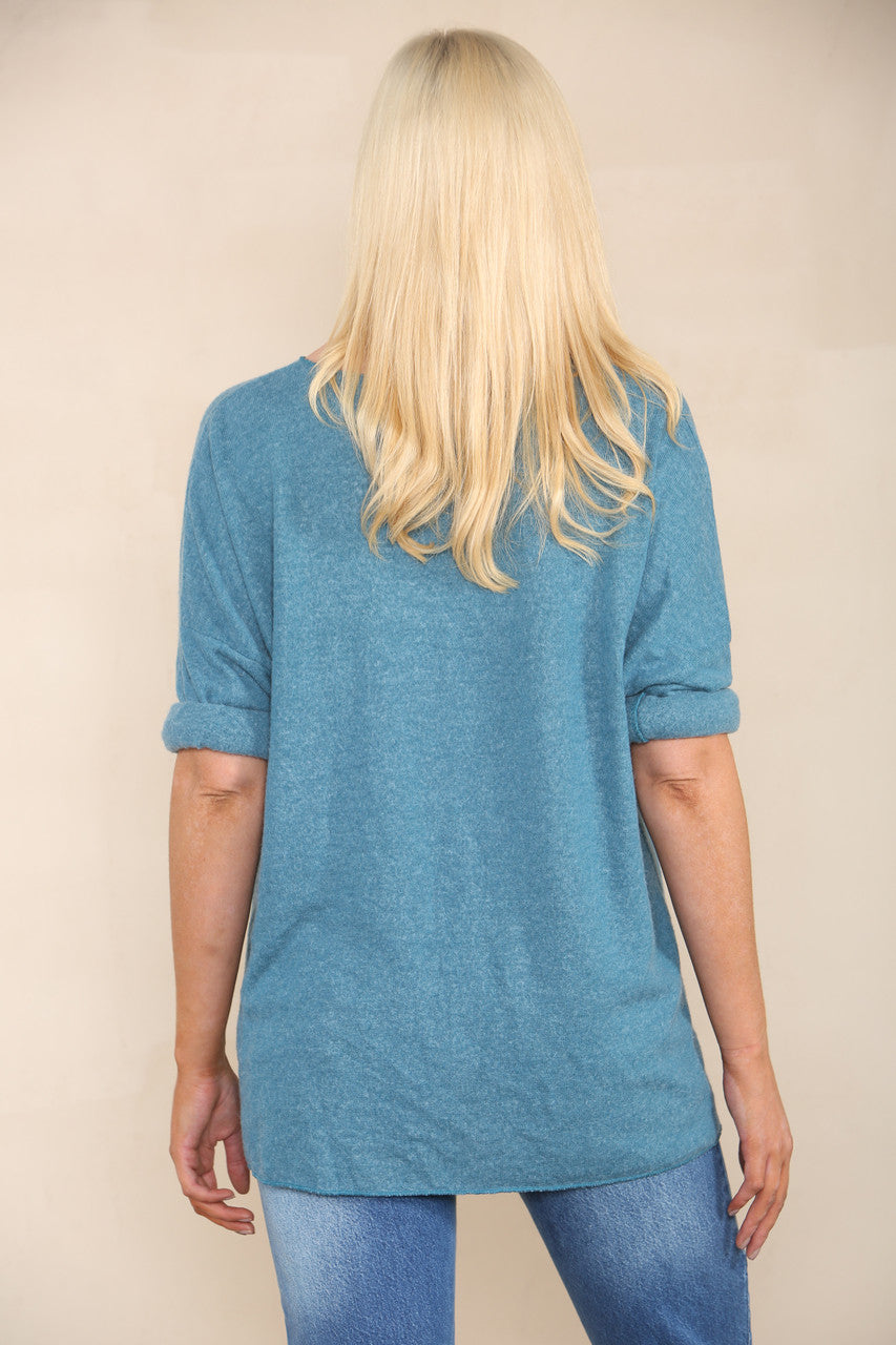FOIL FEATHERS FINE KNIT JUMPER TEAL