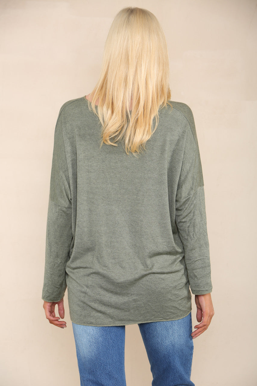 FOIL BUTTERFLY FINE KNIT JUMPER KHAKI