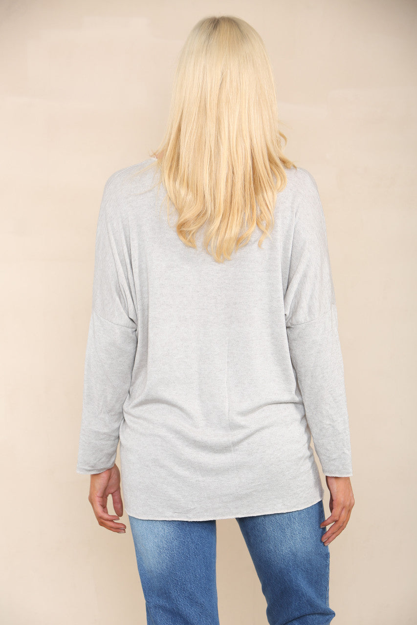 FOIL BUTTERFLY FINE KNIT JUMPER STONE