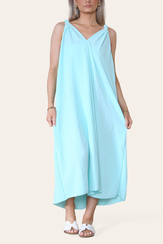 RUCHED STRAP SLEEVELESS MAXI DRESS PEPPERMINT