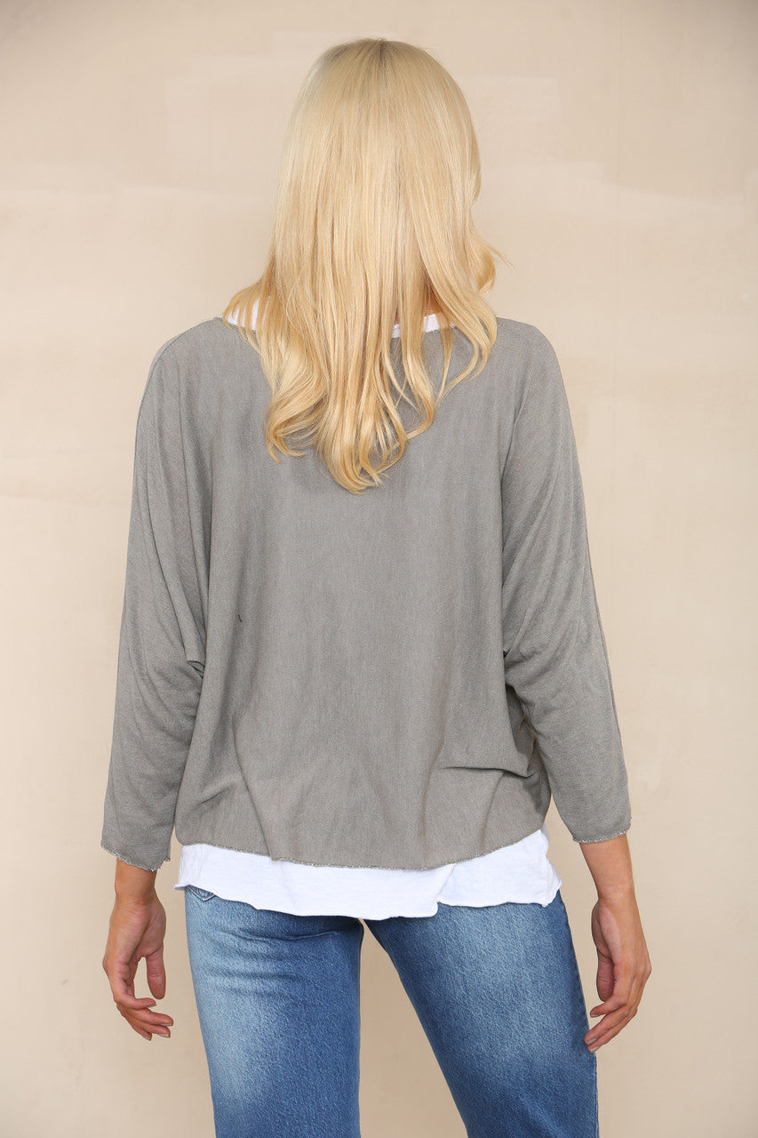 DOUBLE LAYER TOP WITH NECKLACE TAUPE