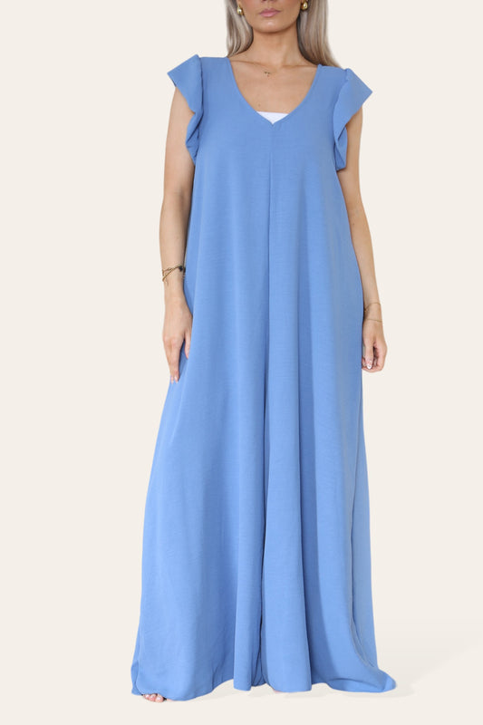 TIE BACK MAXI JUMPSUIT DENIM