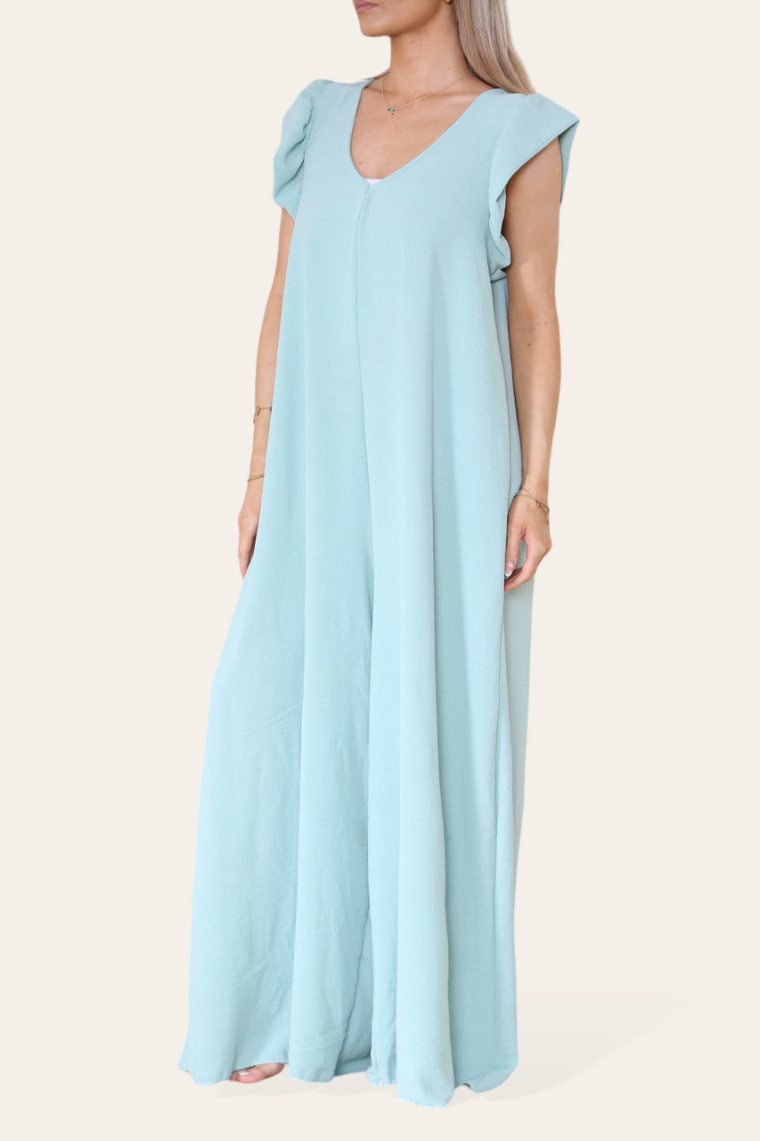 MAXI JUMPSUIT MET STRIKSLUITING PEPERMUNT