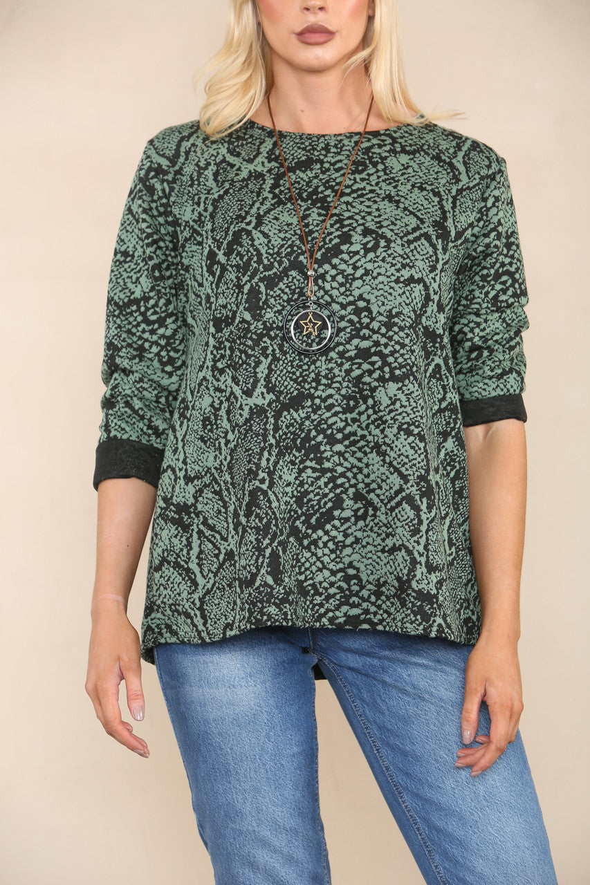 ANIMAL PRINT LONG SLEEVE TOP MINT