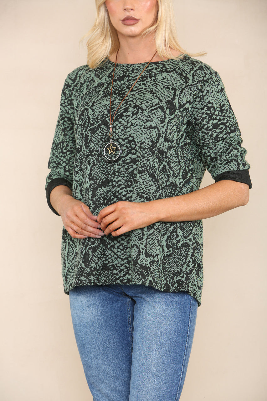 ANIMAL PRINT LONG SLEEVE TOP MINT