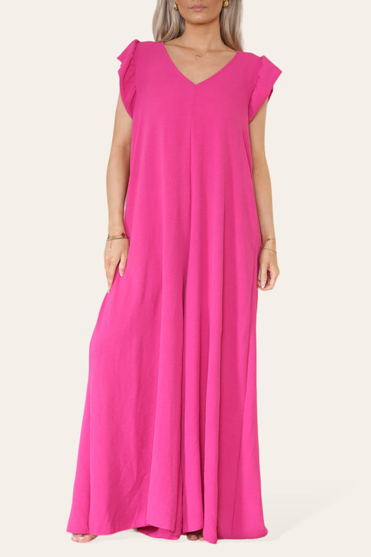 TIE BACK MAXI JUMPSUIT CERISE