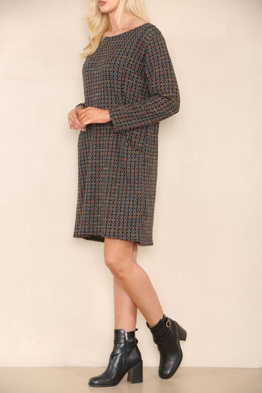 COLOUR FLECK YARN KNIT DRESS GREY