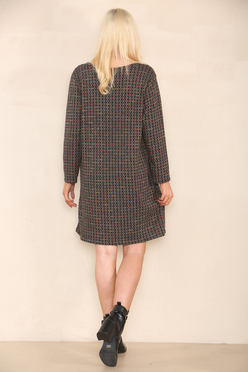 COLOUR FLECK YARN KNIT DRESS GREY
