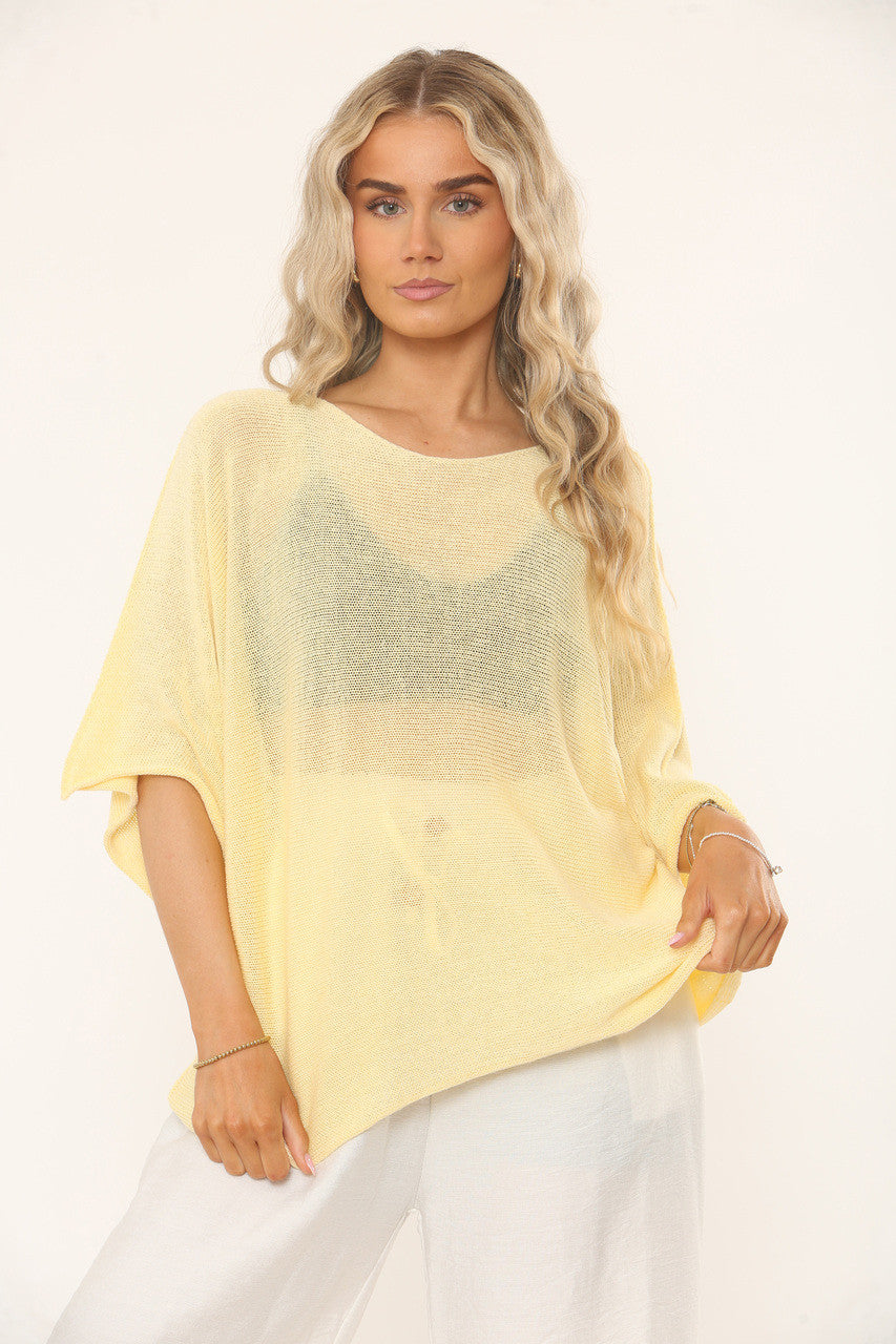 OVERSIZED GEBREIDE TOP MET VLEERMUISMOUWEN - CITROEN