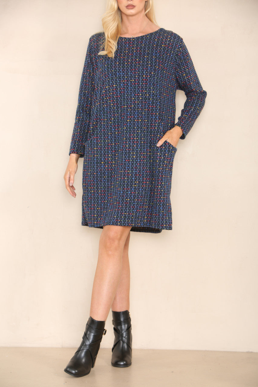COLOUR FLECK YARN KNIT DRESS DENIM