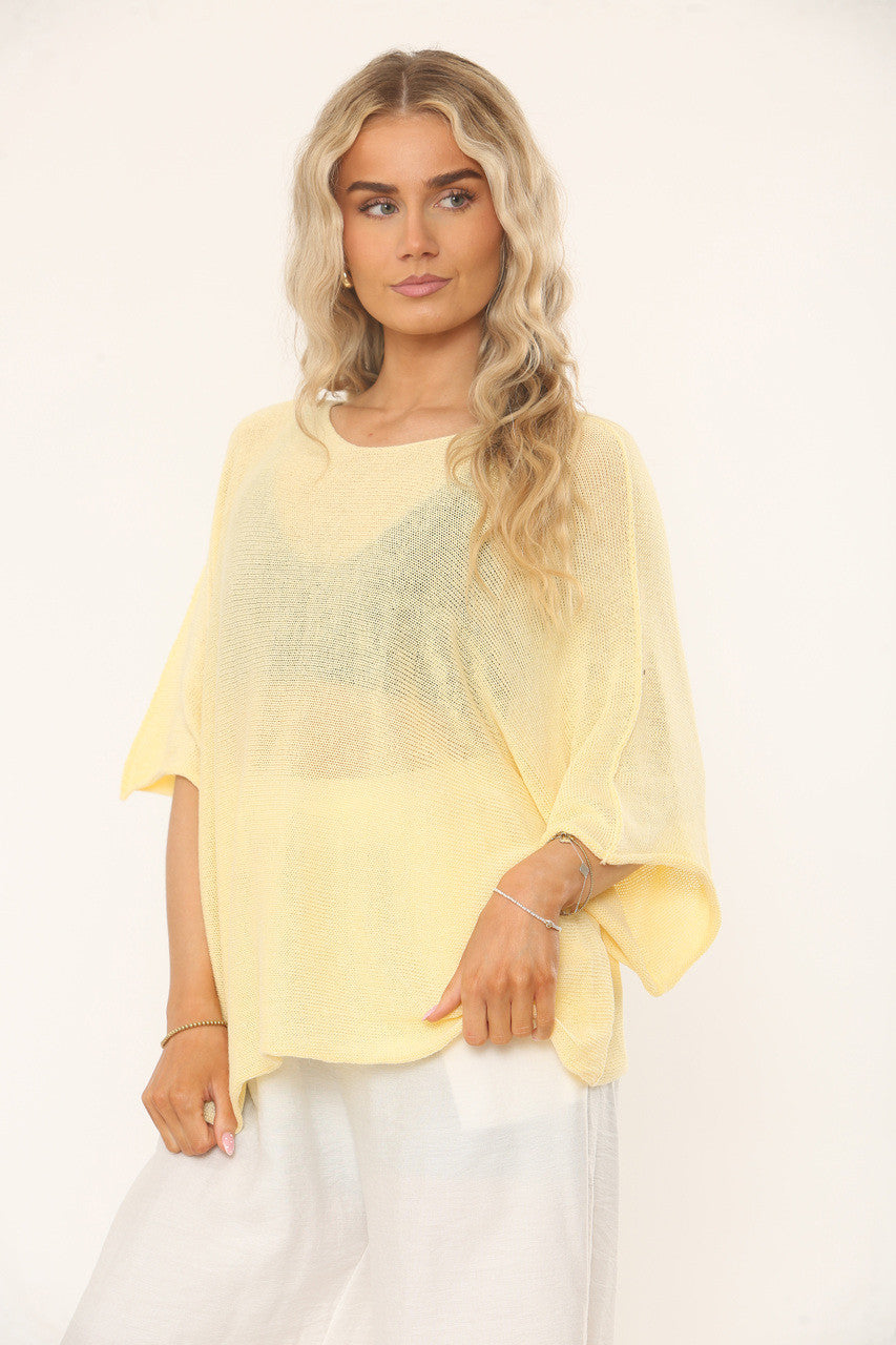OVERSIZED GEBREIDE TOP MET VLEERMUISMOUWEN - CITROEN