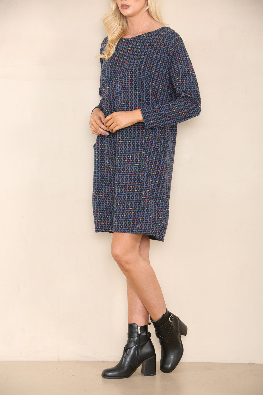 COLOUR FLECK YARN KNIT DRESS DENIM