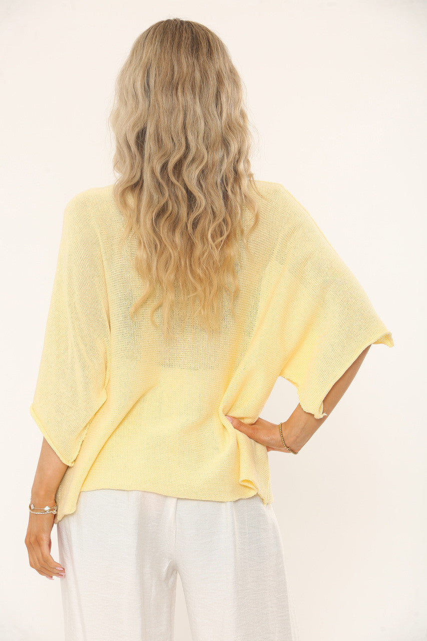 OVERSIZED GEBREIDE TOP MET VLEERMUISMOUWEN - CITROEN