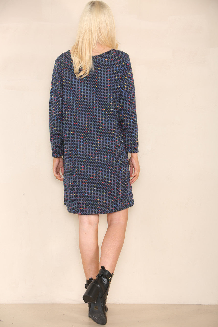 COLOUR FLECK YARN KNIT DRESS DENIM