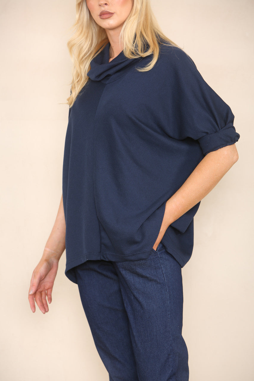 COWL NECK BATWING JUMPER NAVY