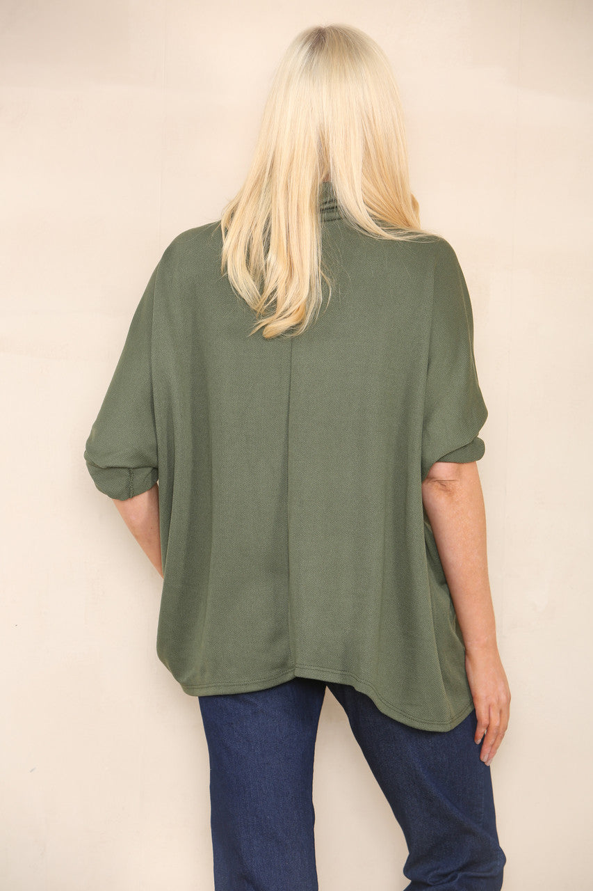 COWL NECK BATWING JUMPER KHAKI