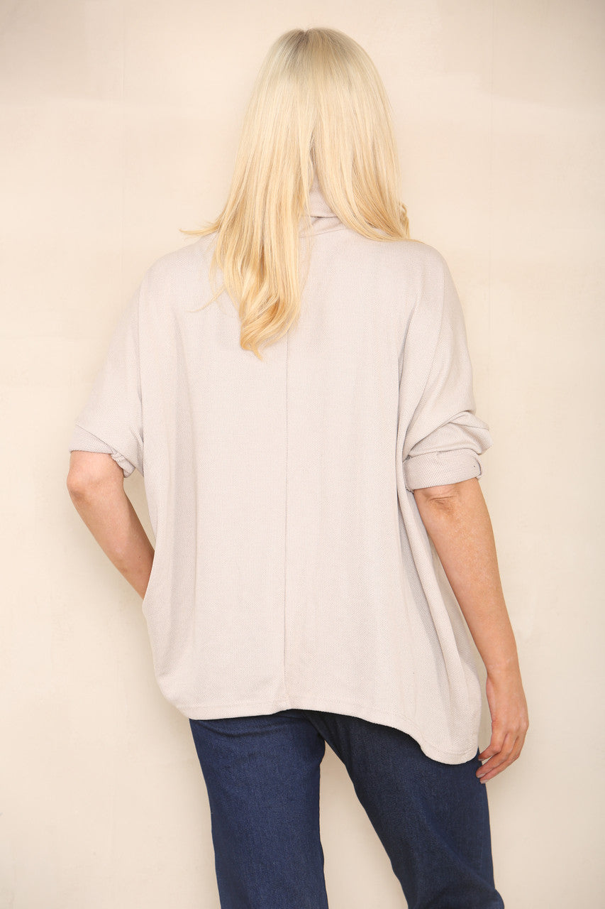 COWL NECK BATWING JUMPER STONE