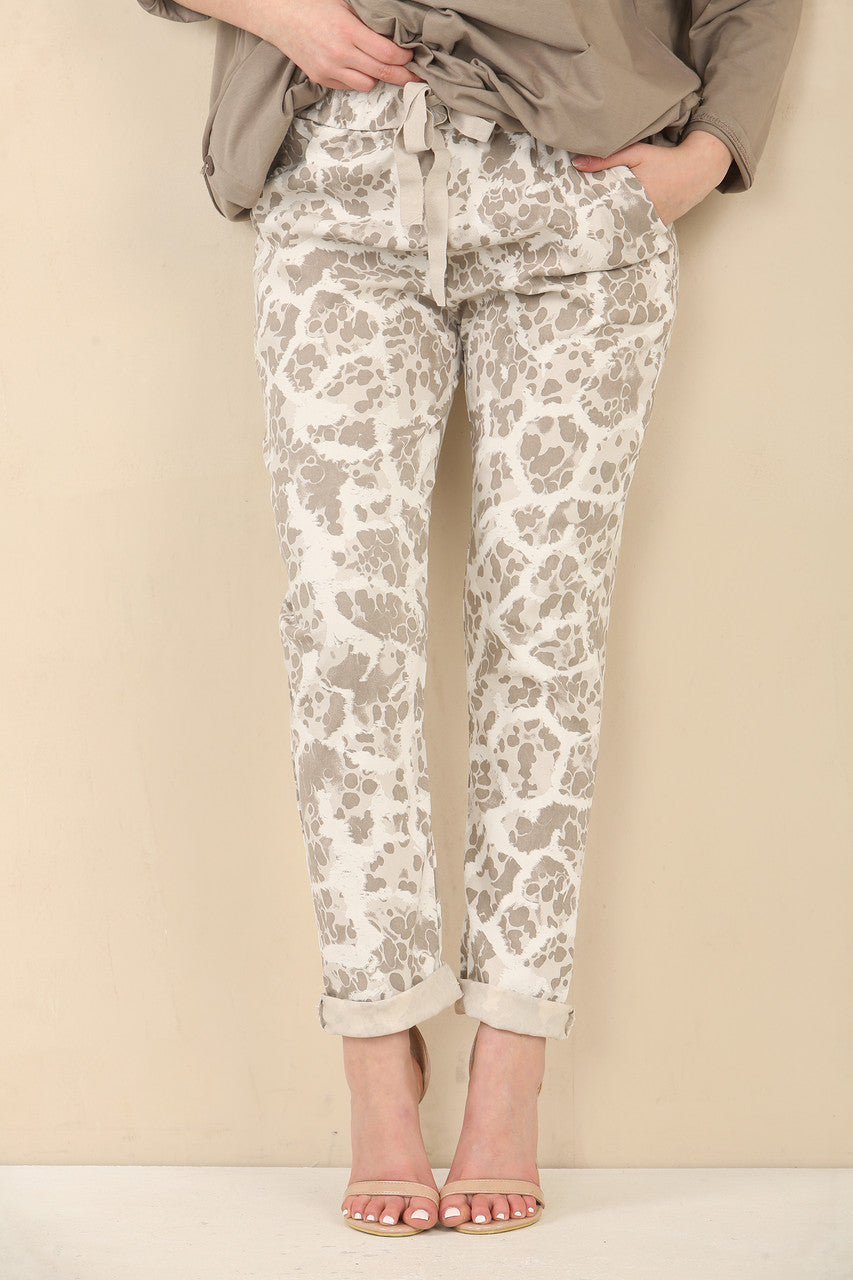 ABSTRACT DIERENPRINT ELASTISCHE MAGIC STRETCH STIJL BROEK - STEEN