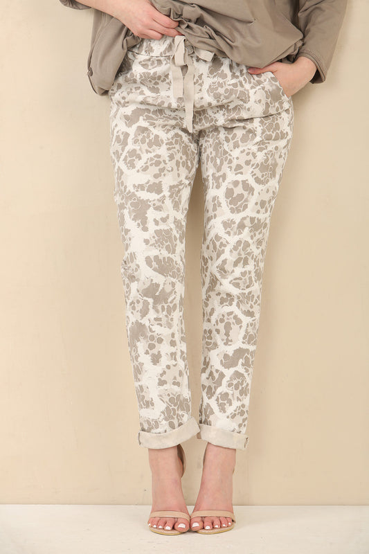 ABSTRACT DIERENPRINT ELASTISCHE MAGIC STRETCH STIJL BROEK - STEEN