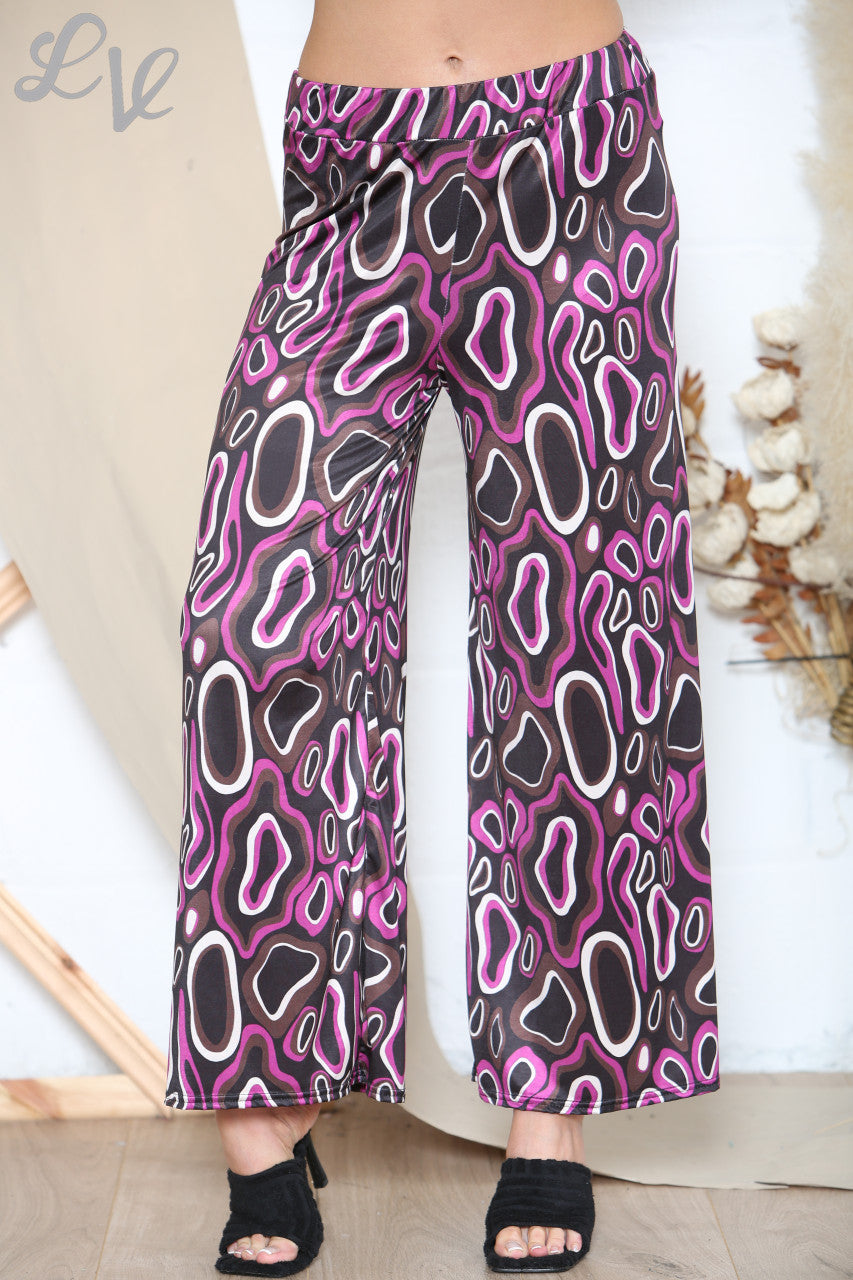 Ladies Circle Swirls Abstract Trouser Purple