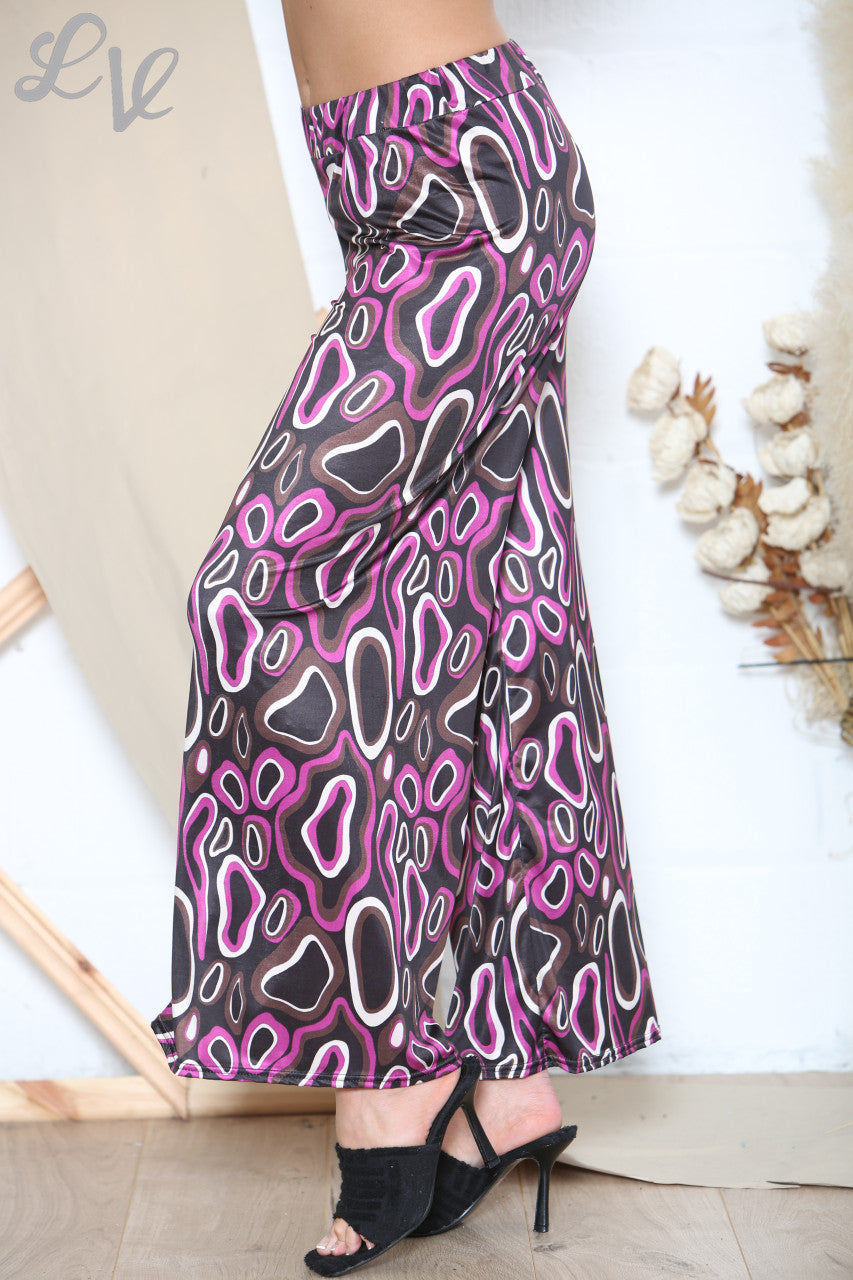 Ladies Circle Swirls Abstract Trouser Purple