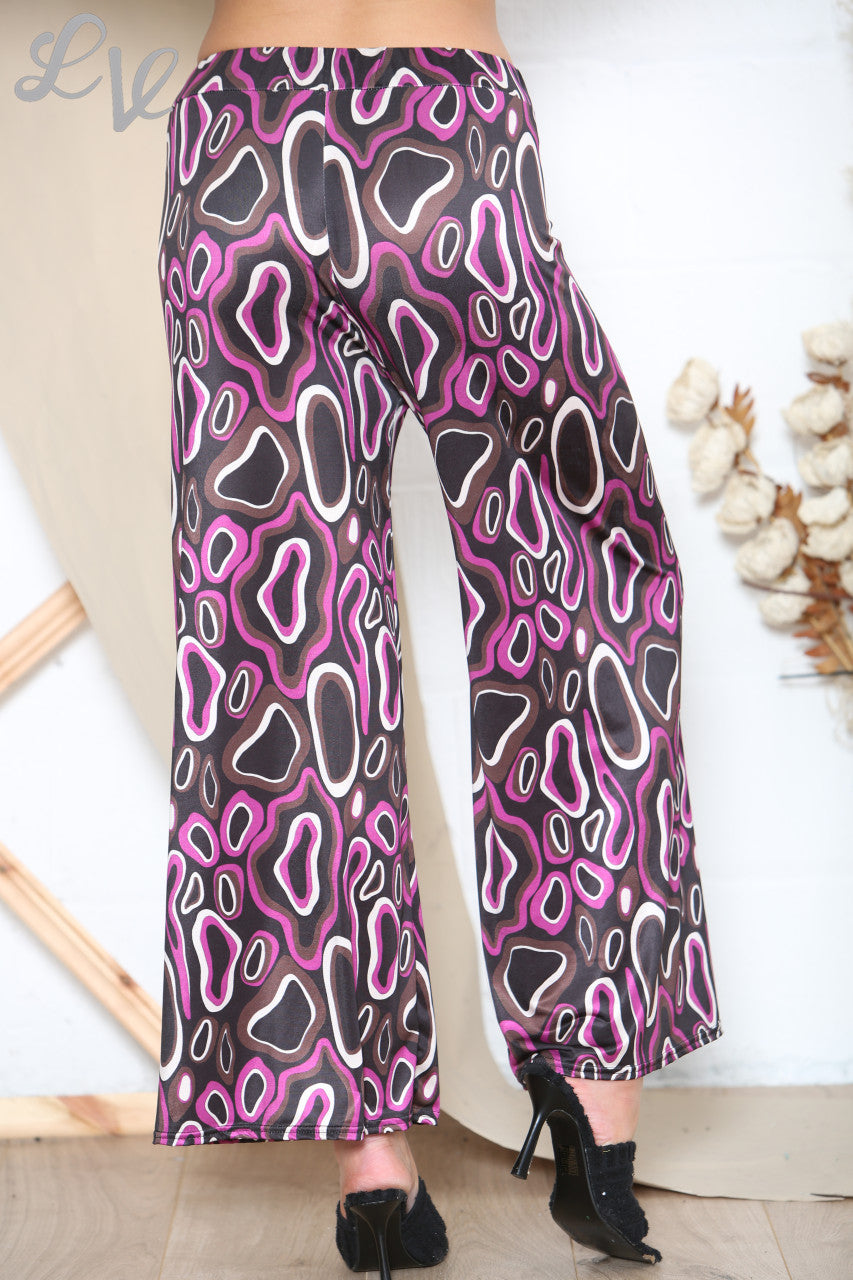 Ladies Circle Swirls Abstract Trouser Purple