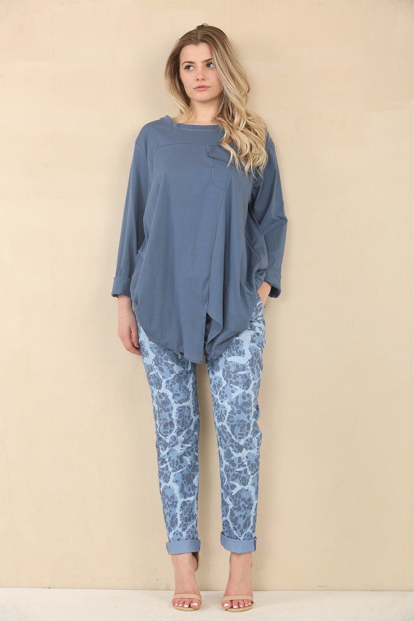 ABSTRACT DIERENPRINT ELASTISCHE MAGIC STRETCH STIJL BROEK - DENIM