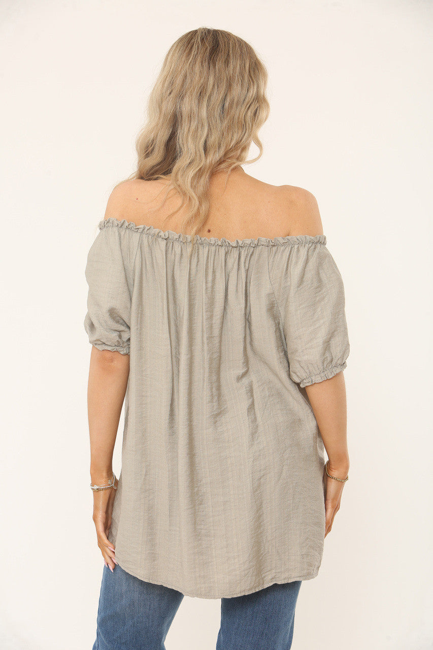 BARDOT GEPRINTE TOP - TAUPE