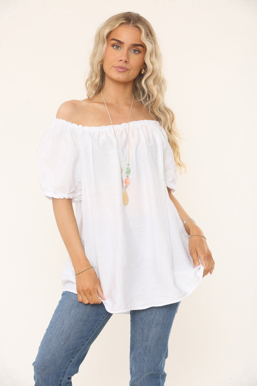 BARDOT TEXTUUR TOP - WIT