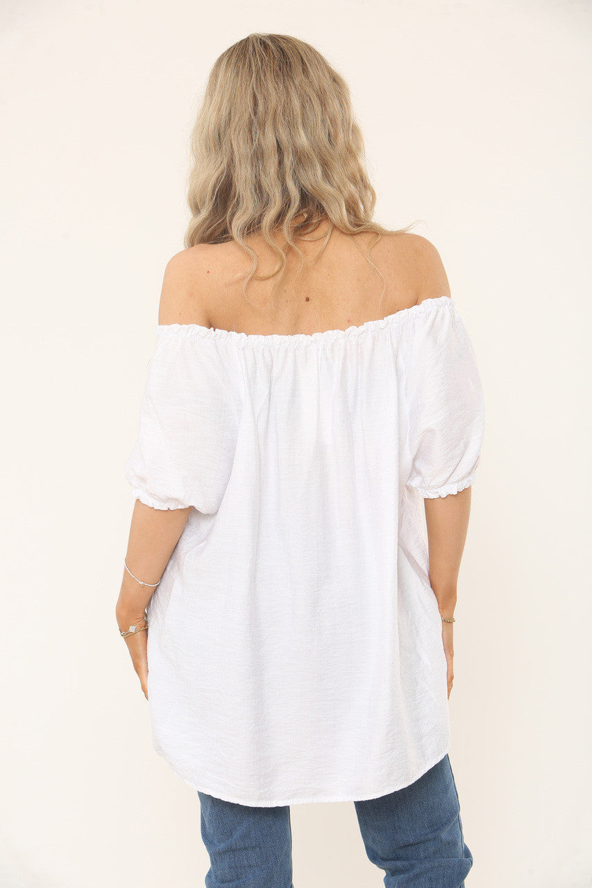 BARDOT TEXTUUR TOP - WIT