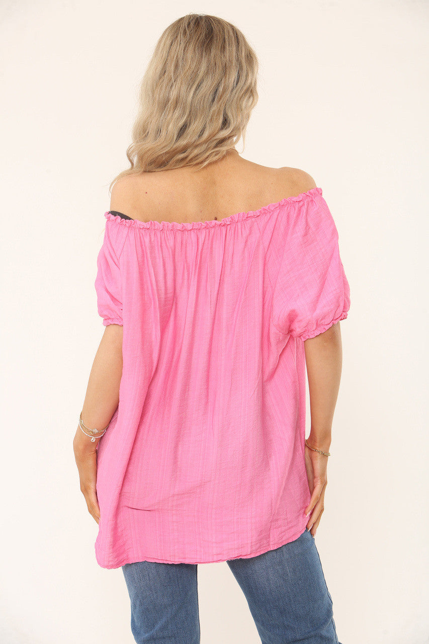 BARDOT GETEXTUREERDE TOP - FUCHSIAROZE