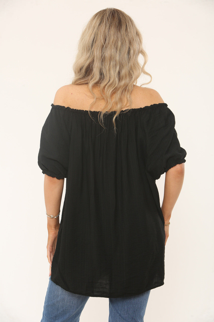 BARDOT GETEXTUREERDE TOP - ZWART