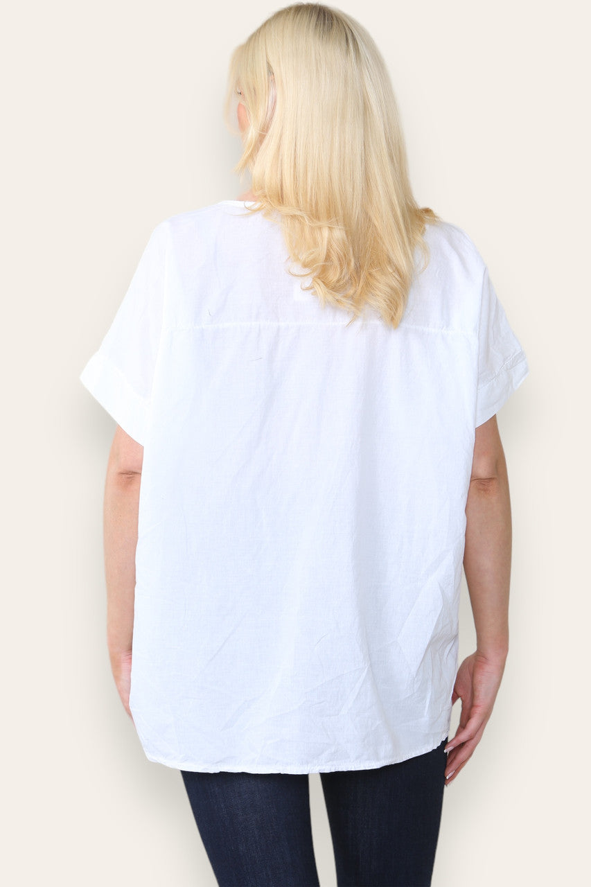 BRODERIE ANGLAISE T SHIRT STYLE TOP WHITE