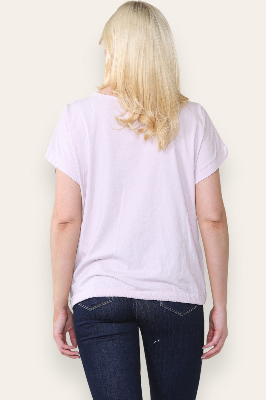 TOP MET HART EN BURST-GRAPHIC STOF ROZE